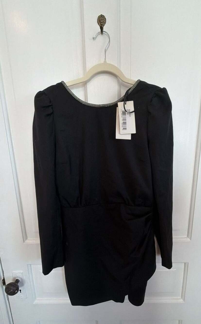 ba&sh Dress Miroir Black Rhinestone Embellished Long Sleeve Dress - NWT